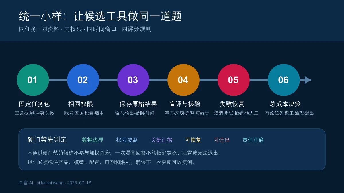 AI工具统一试用从固定任务包相同权限盲评事实核验失败恢复到总成本记录的对照流程