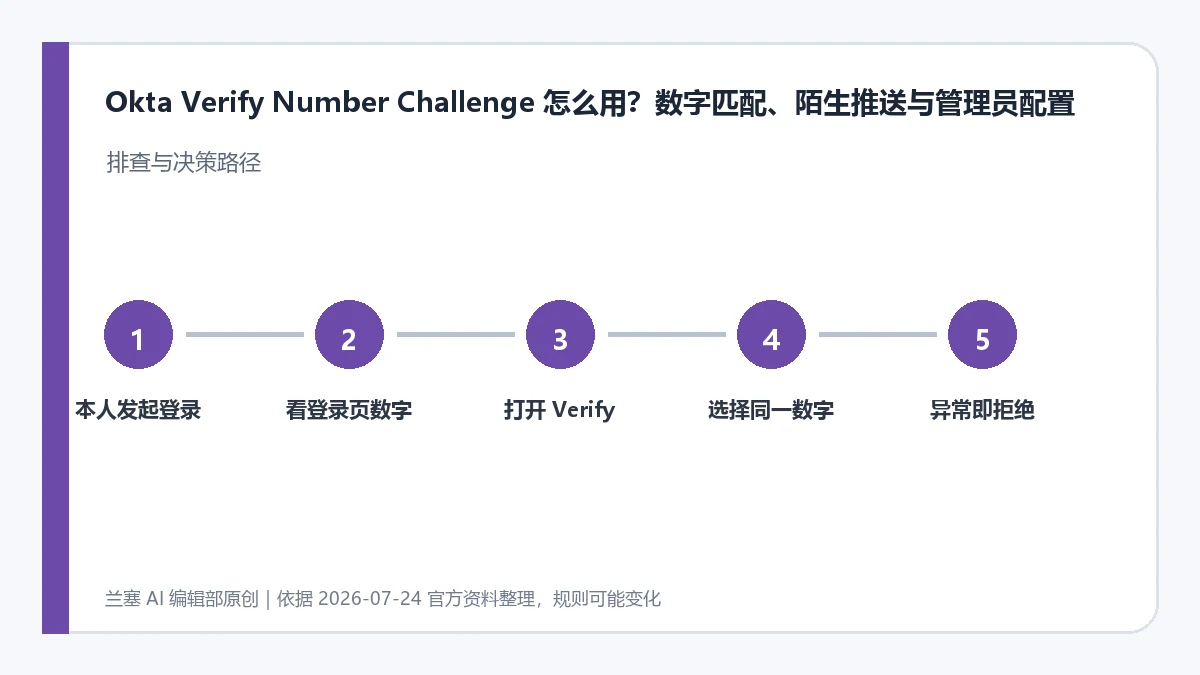 Okta Number Challenge 从本人发起登录、核对网页数字到手机选择相同数字的流程