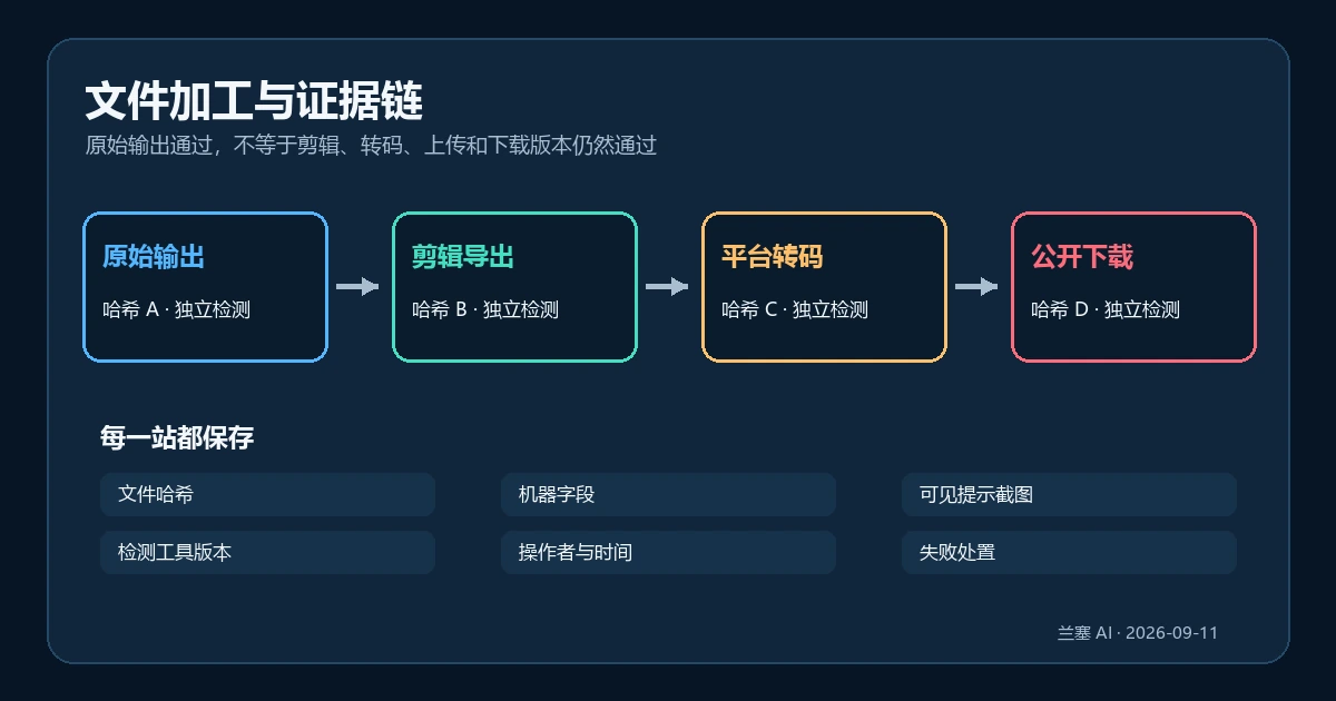 深度伪造文件从生成到转码发布的证据链与失败门禁
