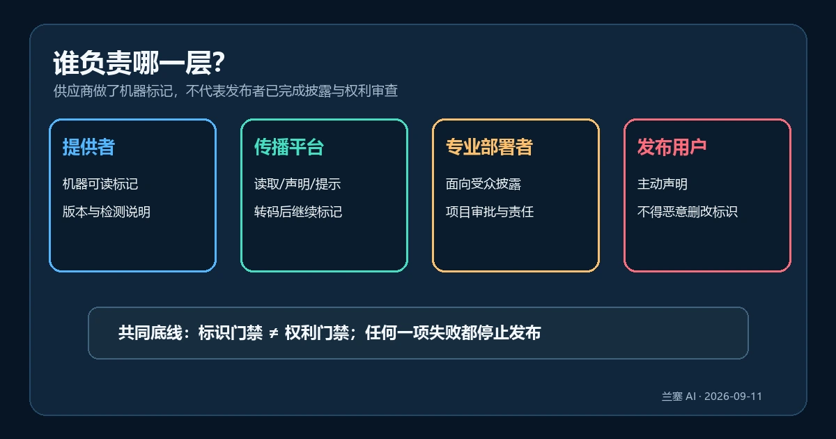深度伪造提供者平台部署者与发布用户责任矩阵