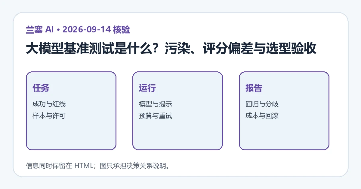 从任务定义、冻结样本、成对运行到误差与成本报告的大模型基准测试卡